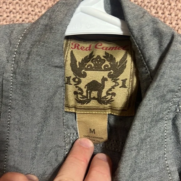 Red Camel button down with roll up sleeves - Picture 2 of 3